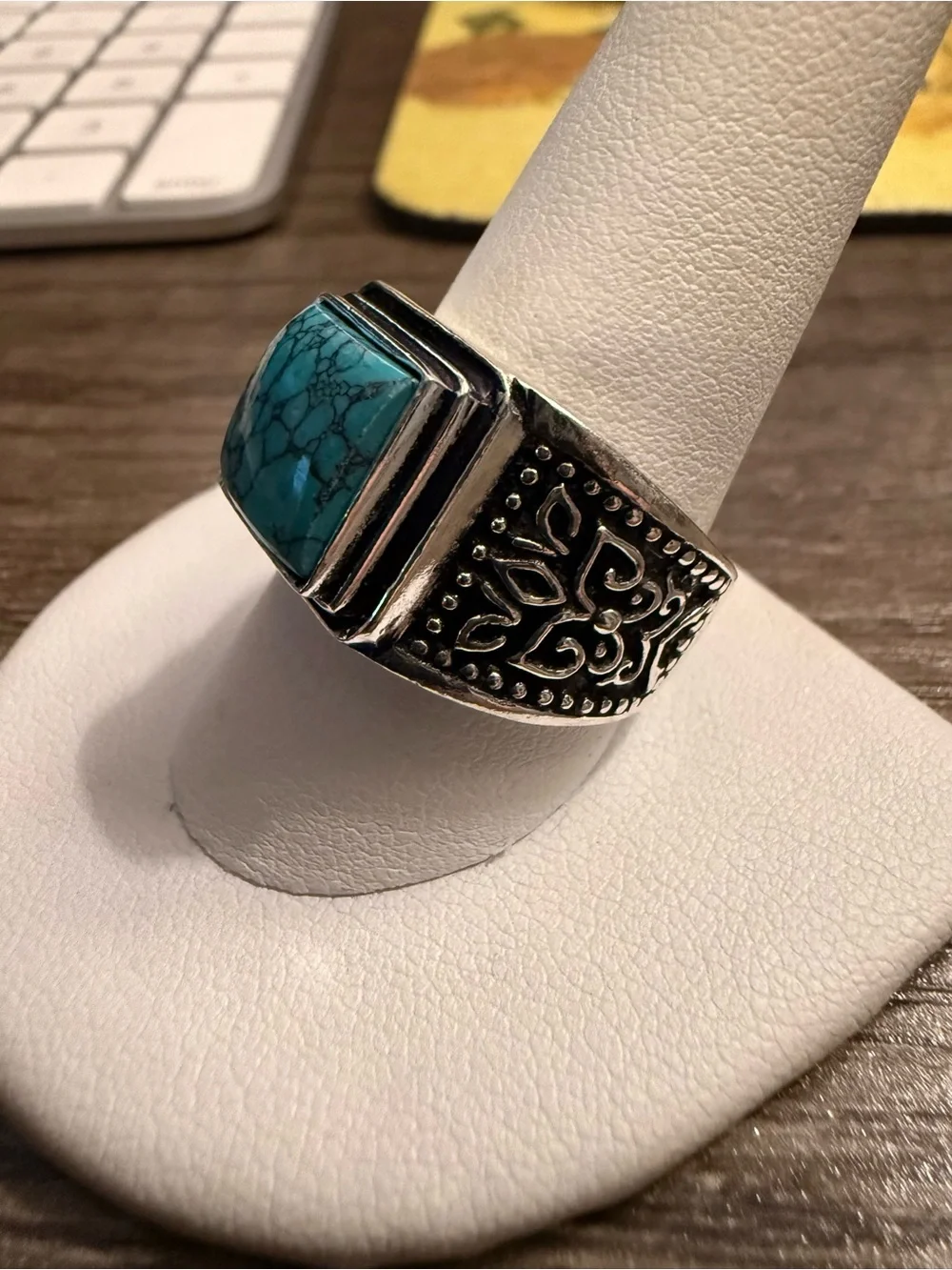 Sterling Silver Turquoise Square Statement Ring